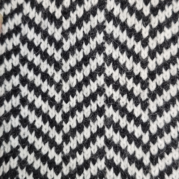 Gio & Gio Italy Black White Chevron Herringbone Knit Long Coat Cardigan Jacket L - Picture 9 of 15